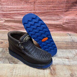 Men's Mexican Handwoven Petatillo Shoes Double Density Blue Sole Genuine Leather